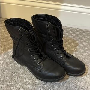 Black Lace-Up Combat Boots